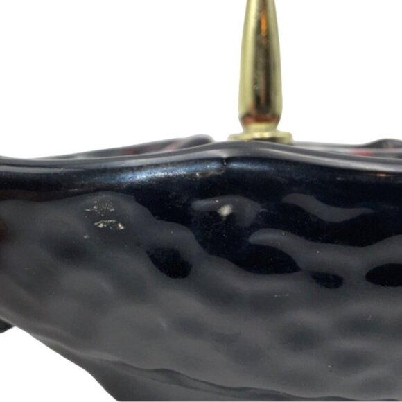 The Original California Pottery Vintage Divided Serving Tray With Brass Handle - Picture 11 of 13